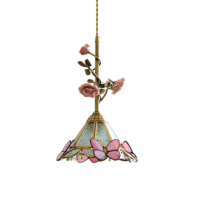Lalique Rosen Glas Pendelleuchte