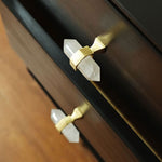 Load image into Gallery viewer, Brass Crystal Door Knobs: Kitchen Cabinet Knobs &amp; Bedroom Drawer Pulls
