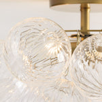 Load image into Gallery viewer, Bravira Flush Mount Ceiling Light - Ribbed &amp; Bubbled Glass Metal Light
