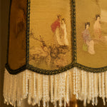 Carica l'immagine nella visualizzazione Galleria, Close-up of chinoiserie fabric shade and beaded fringe