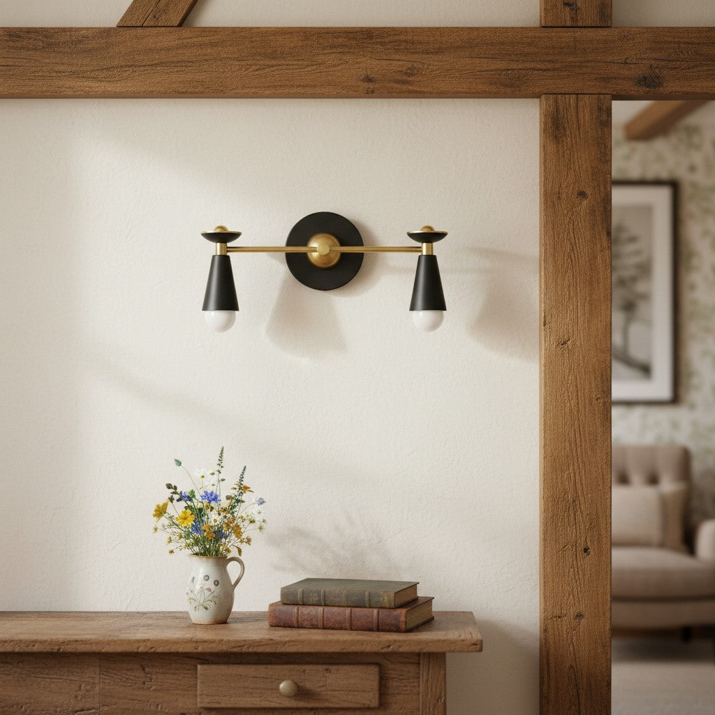 Pyralis Vintage-Style Cone Wall Sconce Brass Finish for Bedroom & Corridor