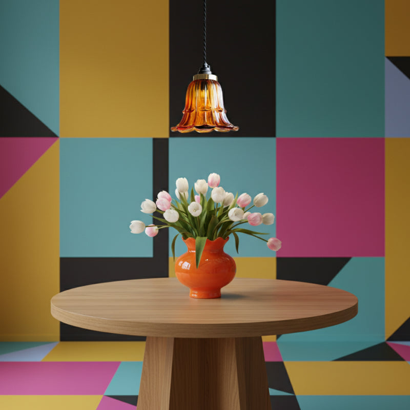 Solmira Klassieke Glazen Hanglamp - Decoratieve Makkelijk Te Plaatsen Hanglamp voor Lounge en Entree