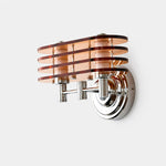 Afbeelding laden in galerijweergave, Front view of Bauhaus amber LED wall sconce with layered acrylic shade