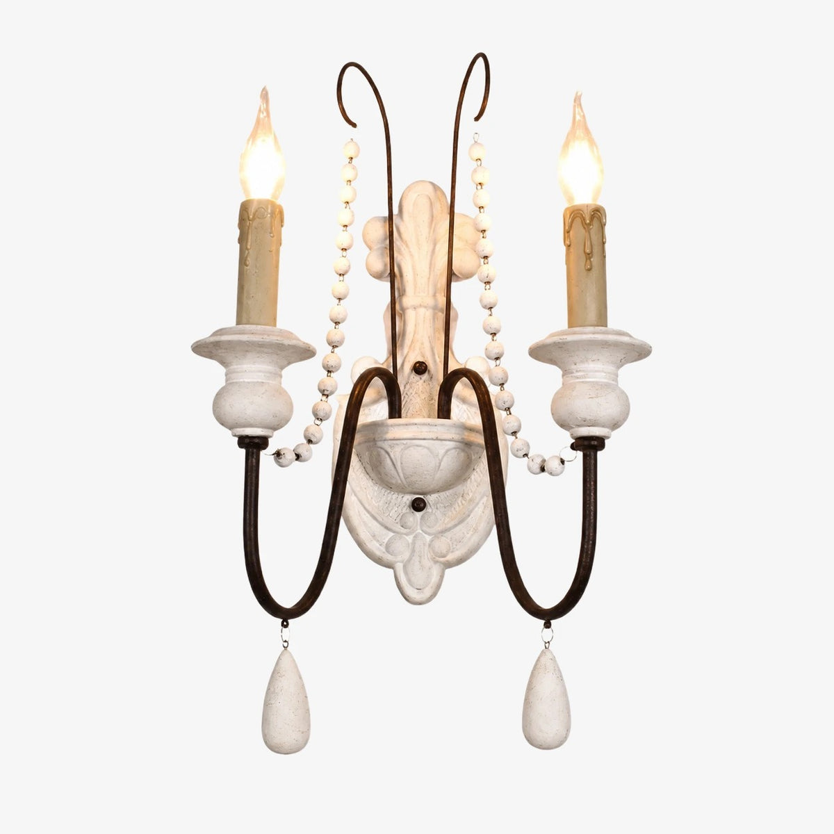 Retro White two-light wall sconce