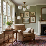 Load image into Gallery viewer, Glorica Glass Chandelier - Brass Globe Ceiling Light with Opal Shade
