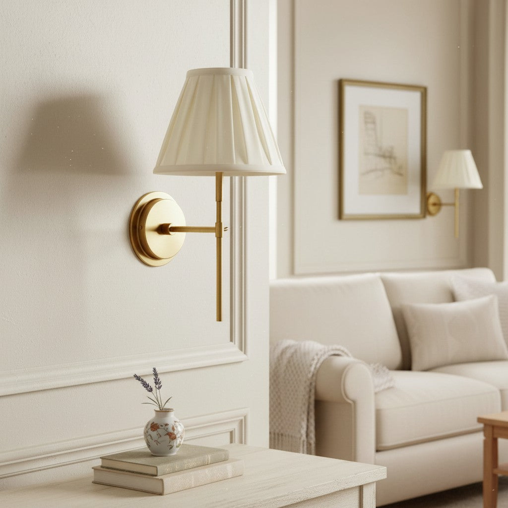 Cremaris metalen wandlamp met stoffen kap - tijdloze wandlamp voor binnenverlichting