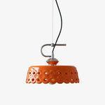 Cargar imagen en el visor de la Galería, Orange metal and ceramic pendant lamp full shade view