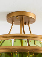 Afbeelding laden in galerijweergave, Verdura Glas Semi-Opbouwarmatuur - Elegante Groene Glazen Plafondlamp
