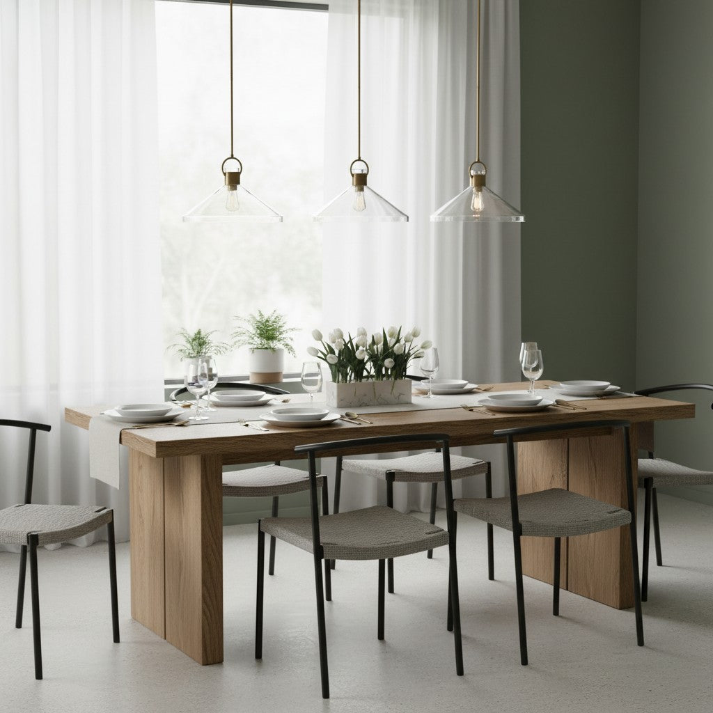 Lampada a sospensione industriale in vetro trasparente Lirra - Perfetta per isola cucina e sala da pranzo