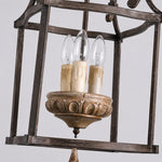 Cargar imagen en el visor de la Galería, Close view of E14 candle sockets inside the rustic birdcage pendant lamp