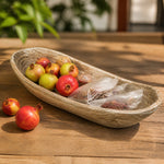 Afbeelding laden in galerijweergave, Distressed Paulownia Wood Boat-Shaped Serving Tray scene 6