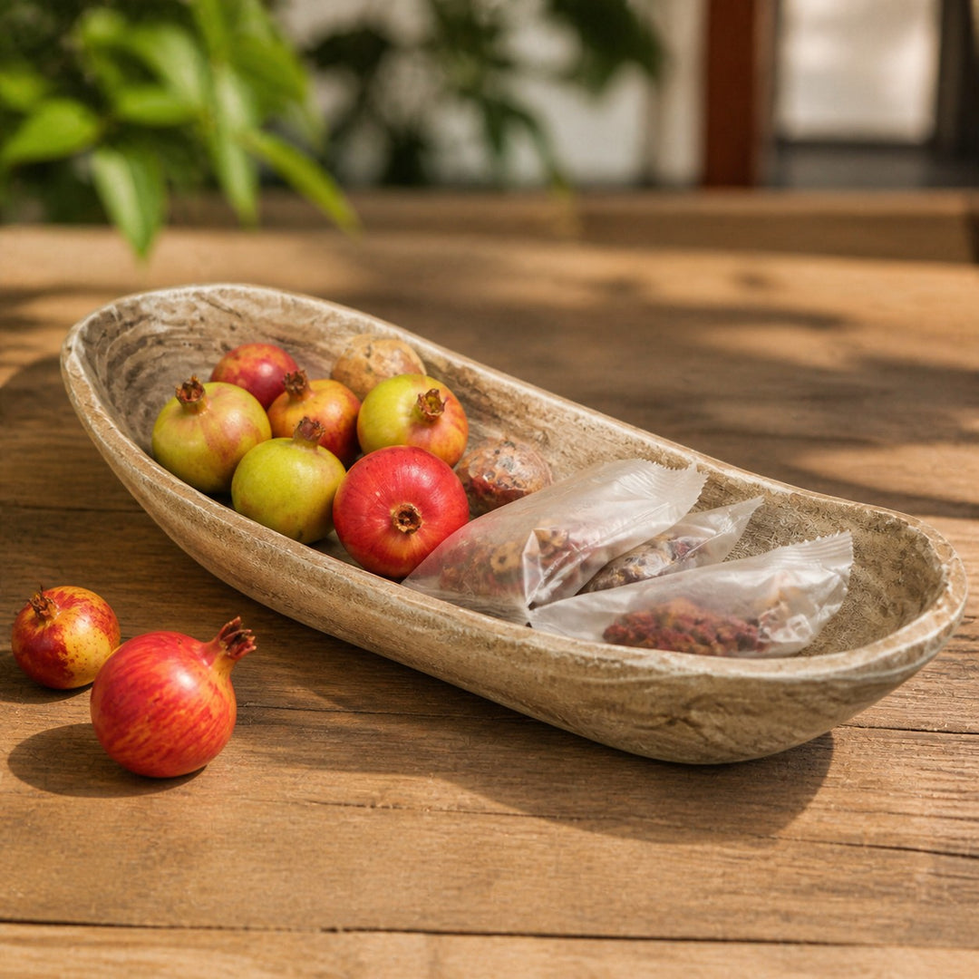 Distressed Paulownia Wood Boat-Shaped Serving Tray scene 6