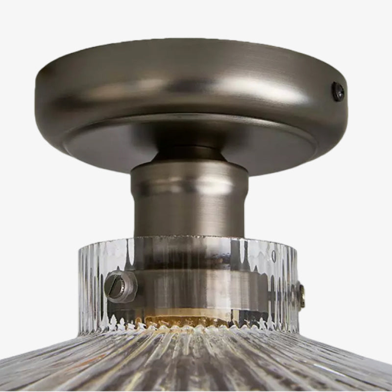 Ribora Vintage - Geïnspireerde Geribbelde Glazen Plafondlamp - Industriële Stijl Opbouwlamp voor Moderne Interieurs U05