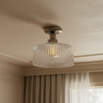 Afbeelding laden in galerijweergave, Ribora Vintage - Geïnspireerde Geribbelde Glazen Plafondlamp - Industriële Stijl Opbouwlamp voor Moderne Interieurs U05