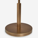 Załaduj obraz do przeglądarki galerii, Vellaro elegancka mosiężna lampa stołowa z abażurem z tkaniny – lampka nocna do współczesnej sypialni