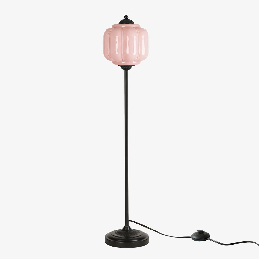 Eloise Strukturierte Glas-Kürbis-inspirierte Stehlampe - Organische Kunstfertigkeit und Retro-Stil für Wohnzimmer