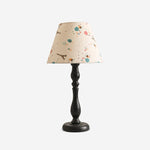 Afbeelding laden in galerijweergave, Vintage black iron table lamp with playful doodle fabric shade