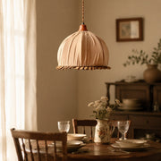 Ruched Fabric Pendant Light with Pleated Shade