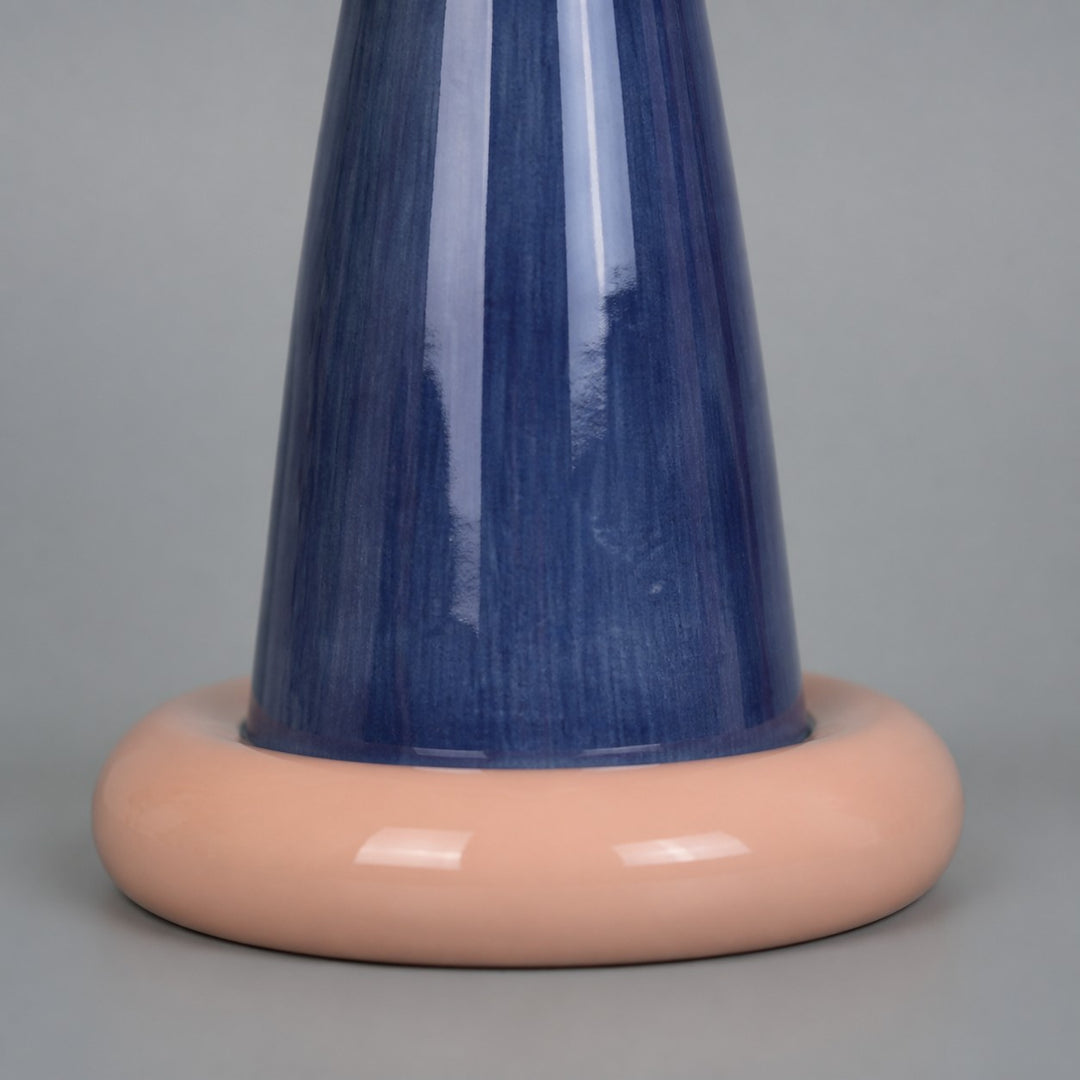 Close view of glossy ceramic lamp base