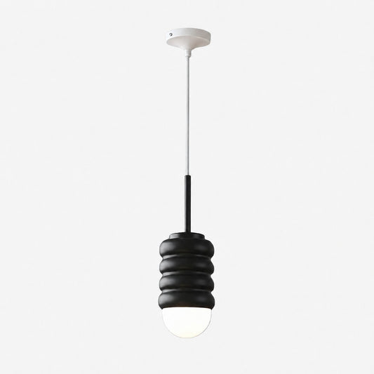 Iron Pendant Lamp with Ribbed Shade - Cream Style Light for Bedroom