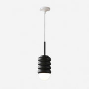 Iron Pendant Lamp with Ribbed Shade - Cream Style Light for Bedroom