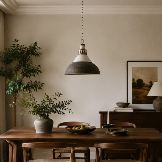 industrial dome pendant light scene and detail