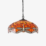 Afbeelding laden in galerijweergave, TF Dragonfly Blauwe Tiffany Plafondlamp – Art Nouveau Glas-in-Lood Hanglamp voor Woonkamer