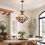 Afbeelding laden in galerijweergave, Rustic 3-light pendant chandelier in a farmhouse interior
