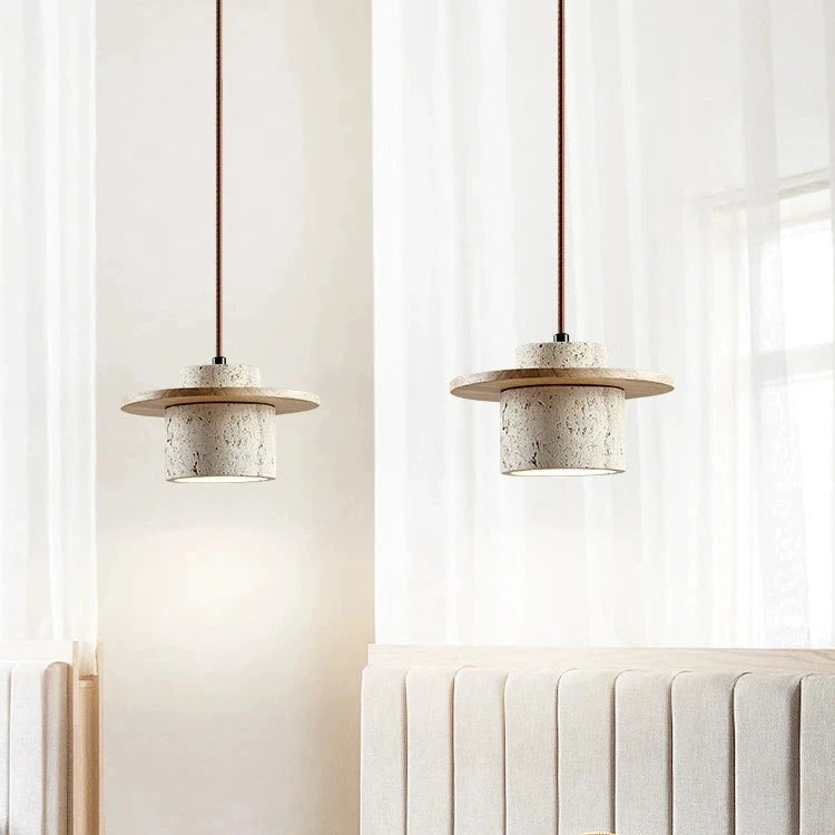 Suspension vintage en travertin style japonais