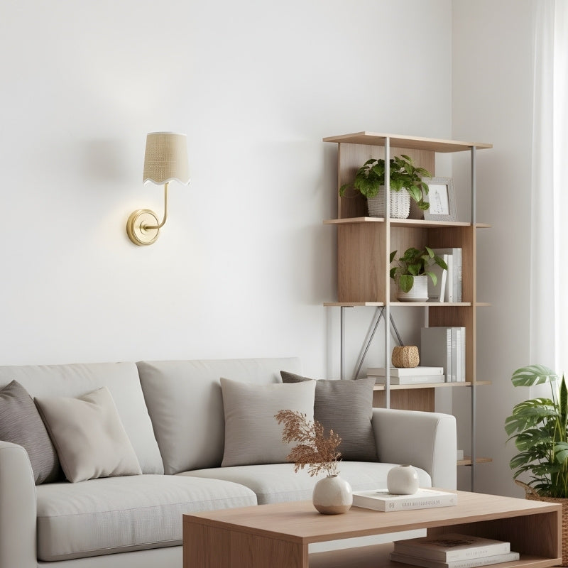 Glissum Hedendaagse Metaal en Linnen Wandlamp met Zachte Diffuse Kap voor Hal of Entree