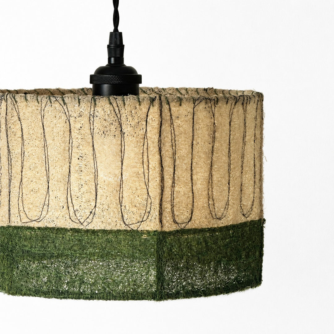 Lampada a sospensione in luffa naturale - paralume intrecciato organico per sala da pranzo