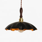 Cargar imagen en el visor de la Galería, black distressed cowhide pendant light with brass socket