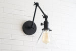 Load image into Gallery viewer, Conique Metal Industrial Wall Sconce with Adjustable Arm - Vintage Glass Cone Shade
