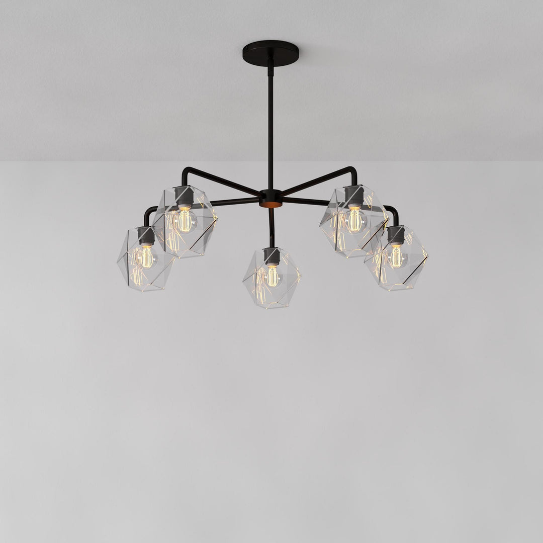 Talvior Sculptural 5-Light Chandelier - Faceted Design, Modern Finishes - Illuminate Spaces