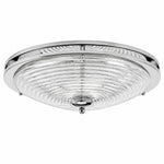 Cargar imagen en el visor de la Galería, Bauhaus chrome rippled glass flush mount ceiling light on a white background
