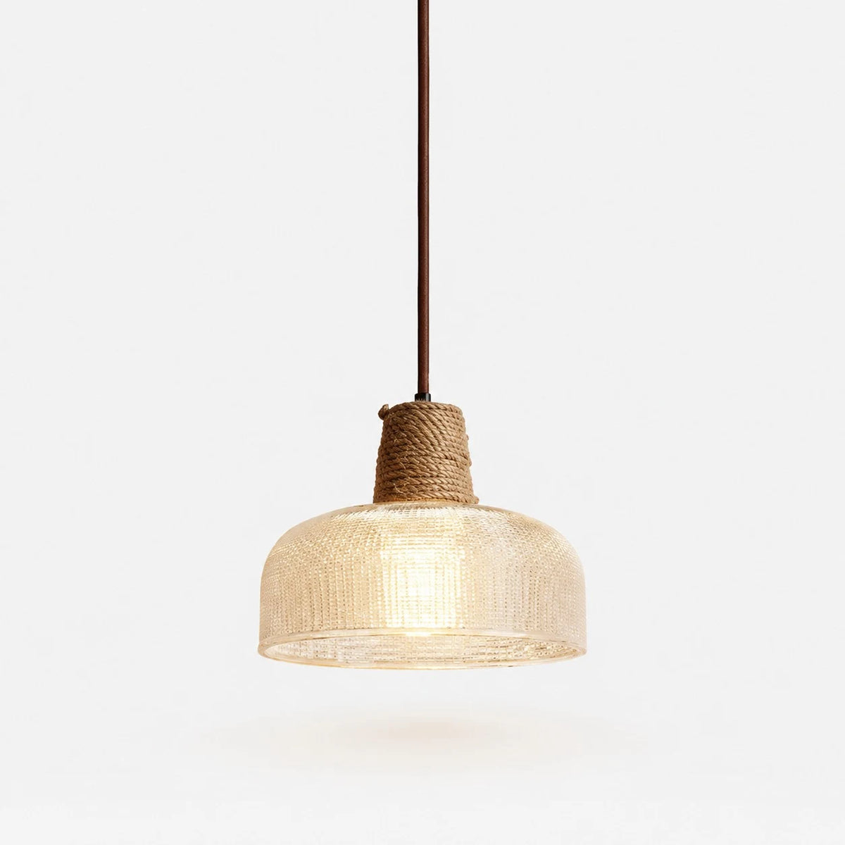 Rustic Woven Rope Glass Pendant Light Collection