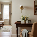 Load image into Gallery viewer, Ornato Luxe Modern Art Deco Wall Light - Opal Glass Globe Sconce - Brass or Black
