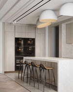Charger l'image dans la visionneuse de la galerie, Lampe Plafonnier Duo – Luminaire Moderne en Bois Grain et Métal à Montage Affleurant pour Salon et Chambre