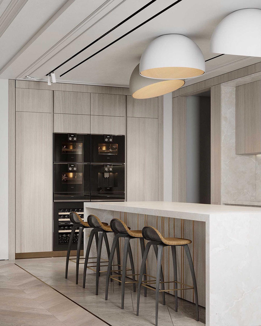 Lampe Plafonnier Duo – Luminaire Moderne en Bois Grain et Métal à Montage Affleurant pour Salon et Chambre