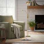 Load image into Gallery viewer, Linexis Art Deco Metal &amp; Opal Glass Floor Lamp – Dual-Light Design for Modern Interiors