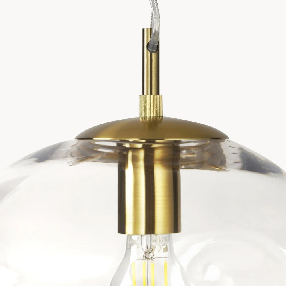 Suspension en verre courbé doux Glissora - Suspension en verre et métal pour salle à manger et îlot de cuisine