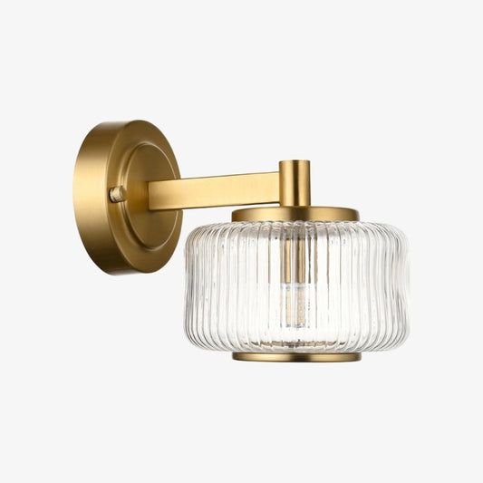 Lámpara de Pared con Pantalla de Vidrio Acanalado Canovus - Aplique Elegante de Latón para Iluminación de Sala