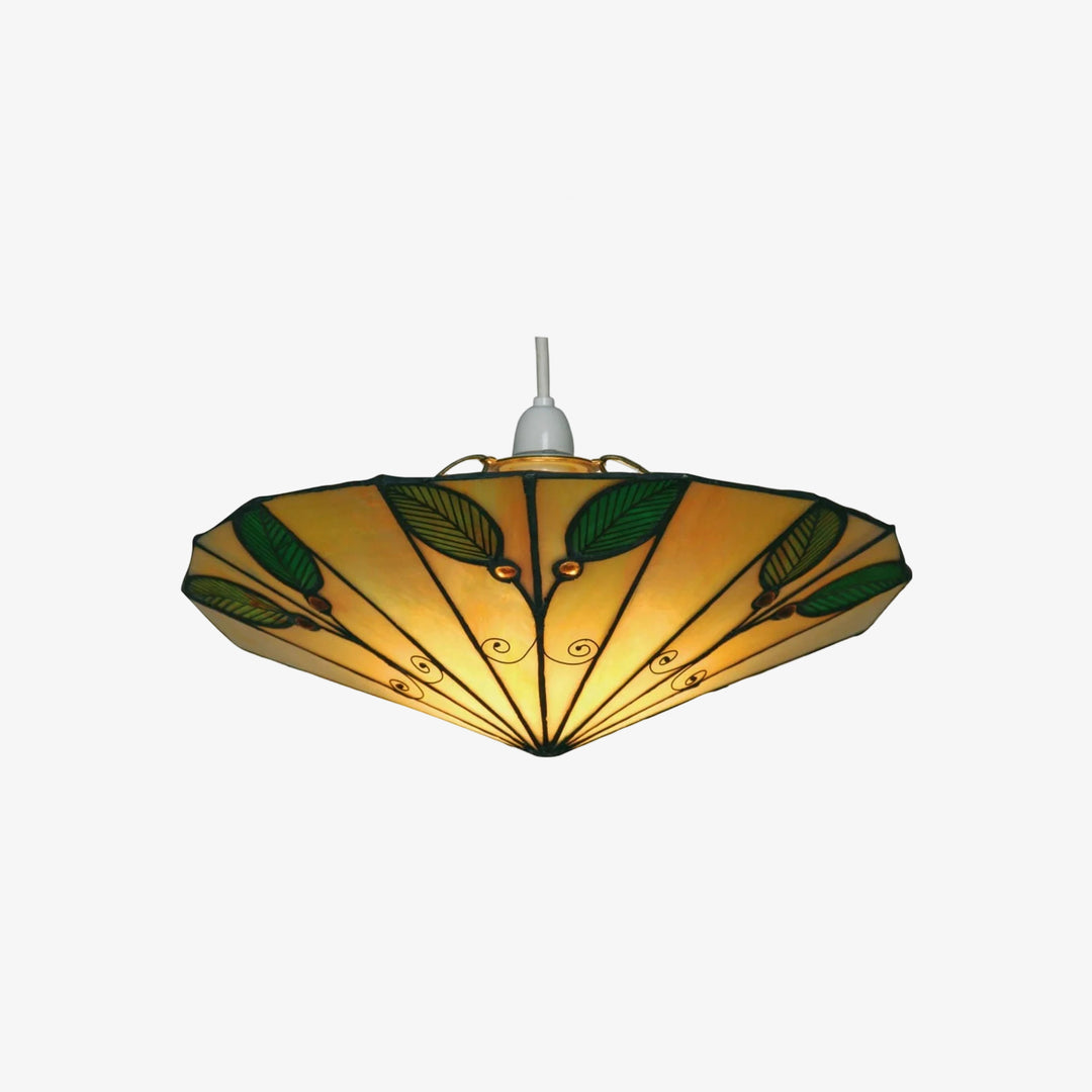 Pantalla de lámpara de vidrio teñido con colgante en forma de hoja estilo Tiffany TF Harken para sala de estar y dormitorio