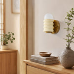 Cargar imagen en el visor de la Galería, Cream wall sconce above console table