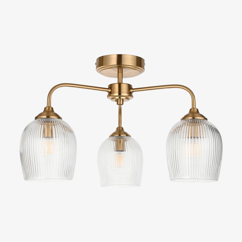 Brazara Multi-Light glazen kap hanglamp – gebogen metalen armen voor moderne woningen