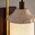 Cargar imagen en el visor de la Galería, Travertine stone and fabric shade close detail