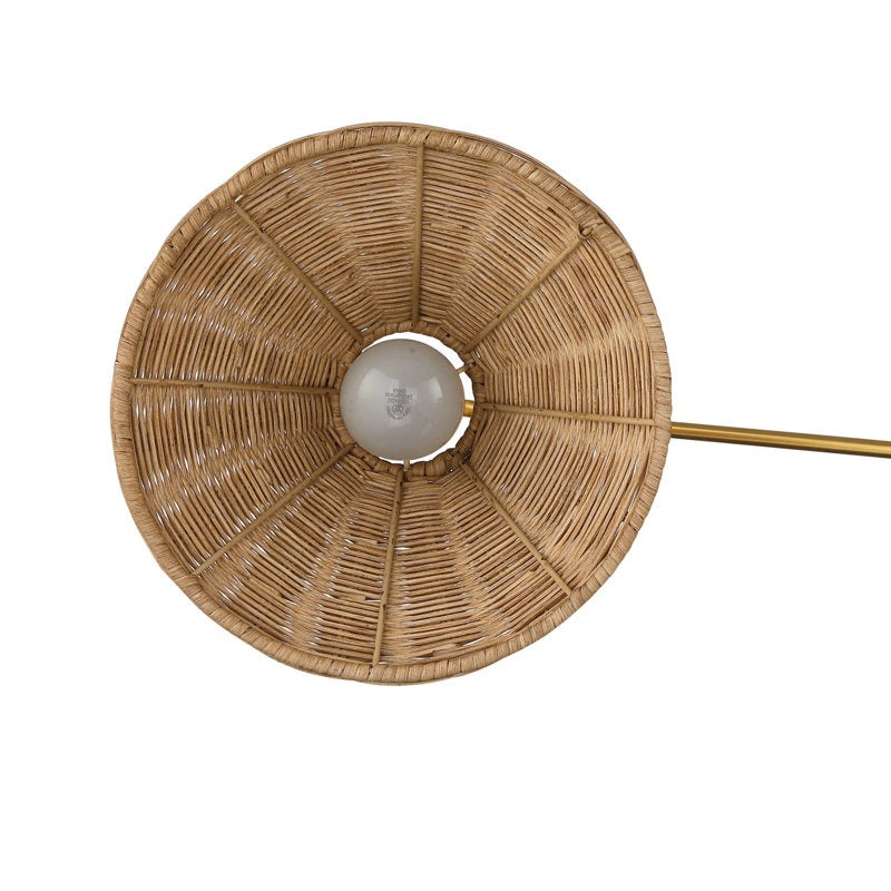 Welanery Applique Murale en Rotin à Bras Oscillant - Lampe Style Ferme pour Lecture au Chevet