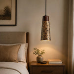 Cargar imagen en el visor de la Galería, Single hammered copper pendant light beside a bed