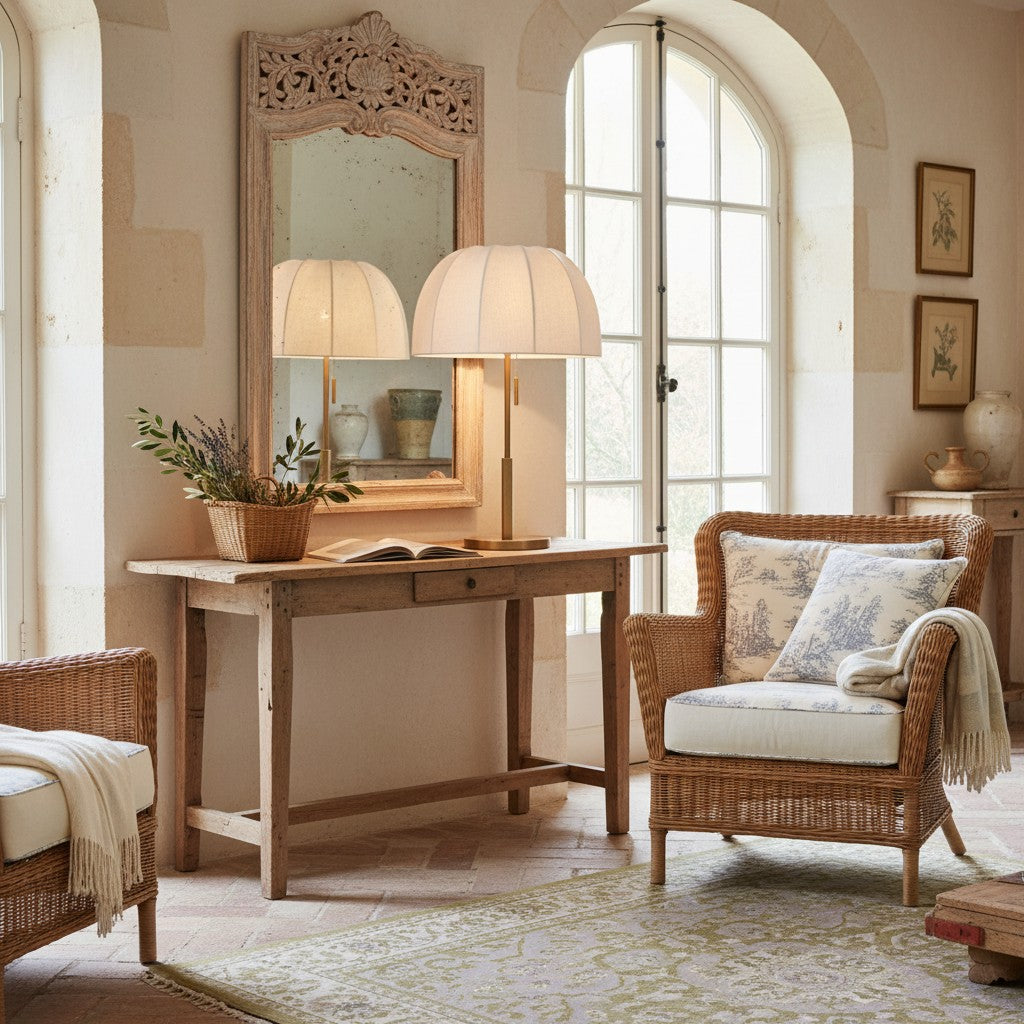 Vellaro elegancka mosiężna lampa stołowa z abażurem z tkaniny – lampka nocna do współczesnej sypialni