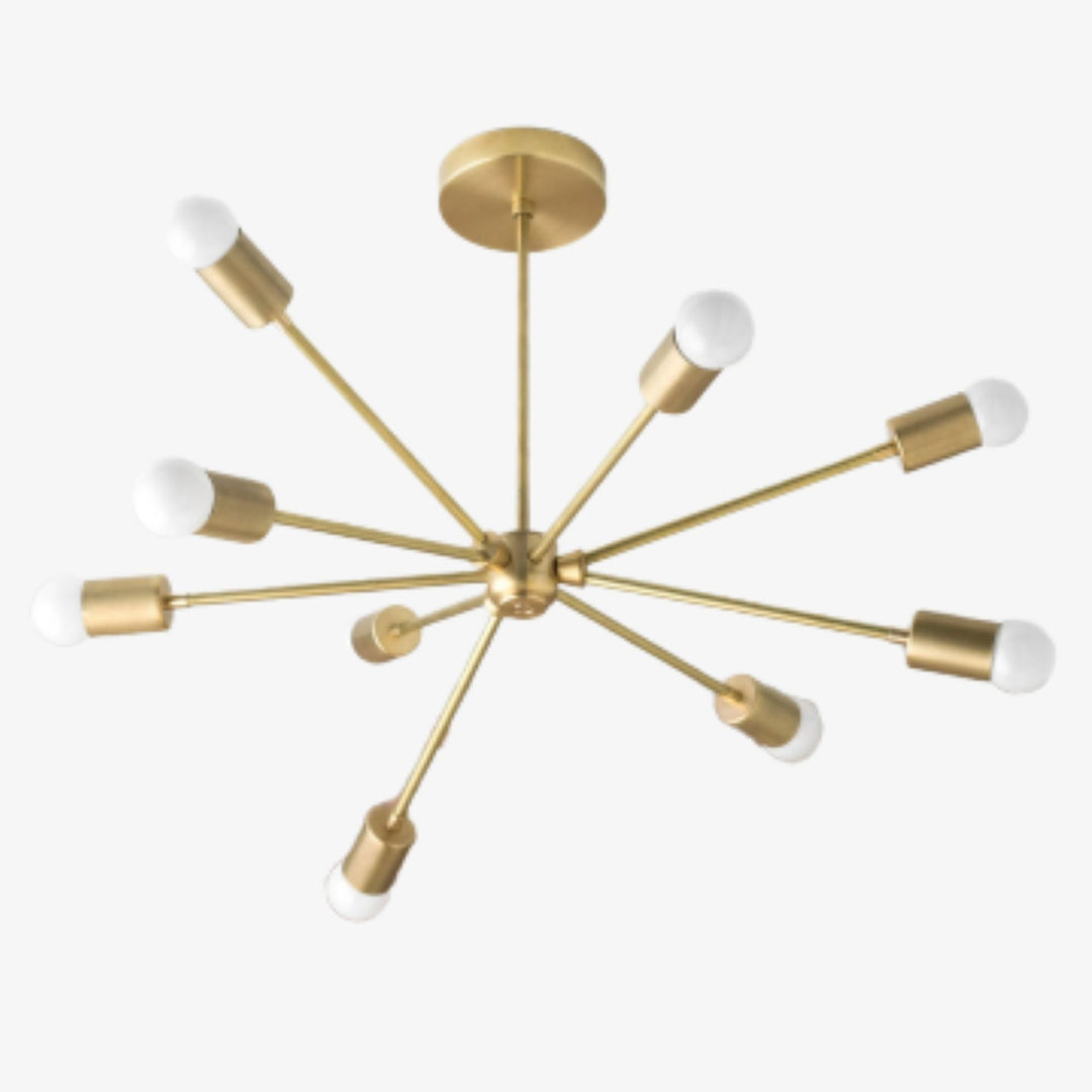 Mobilux Line Mid Century Sputnik Chandelier - Modern Brass Ceiling Light